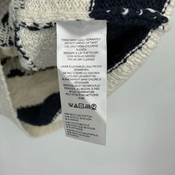 Anthropologie Maeve Crewneck Fish Motif Sweater Vest Cream Blue Large Sardine - Picture 13 of 13